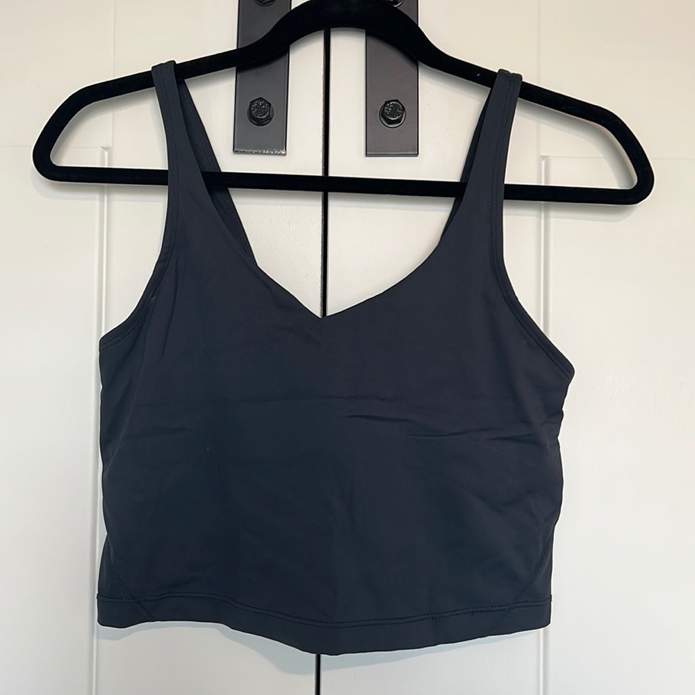 Charcoal Grey Crop Tank Top with Shelf Bra